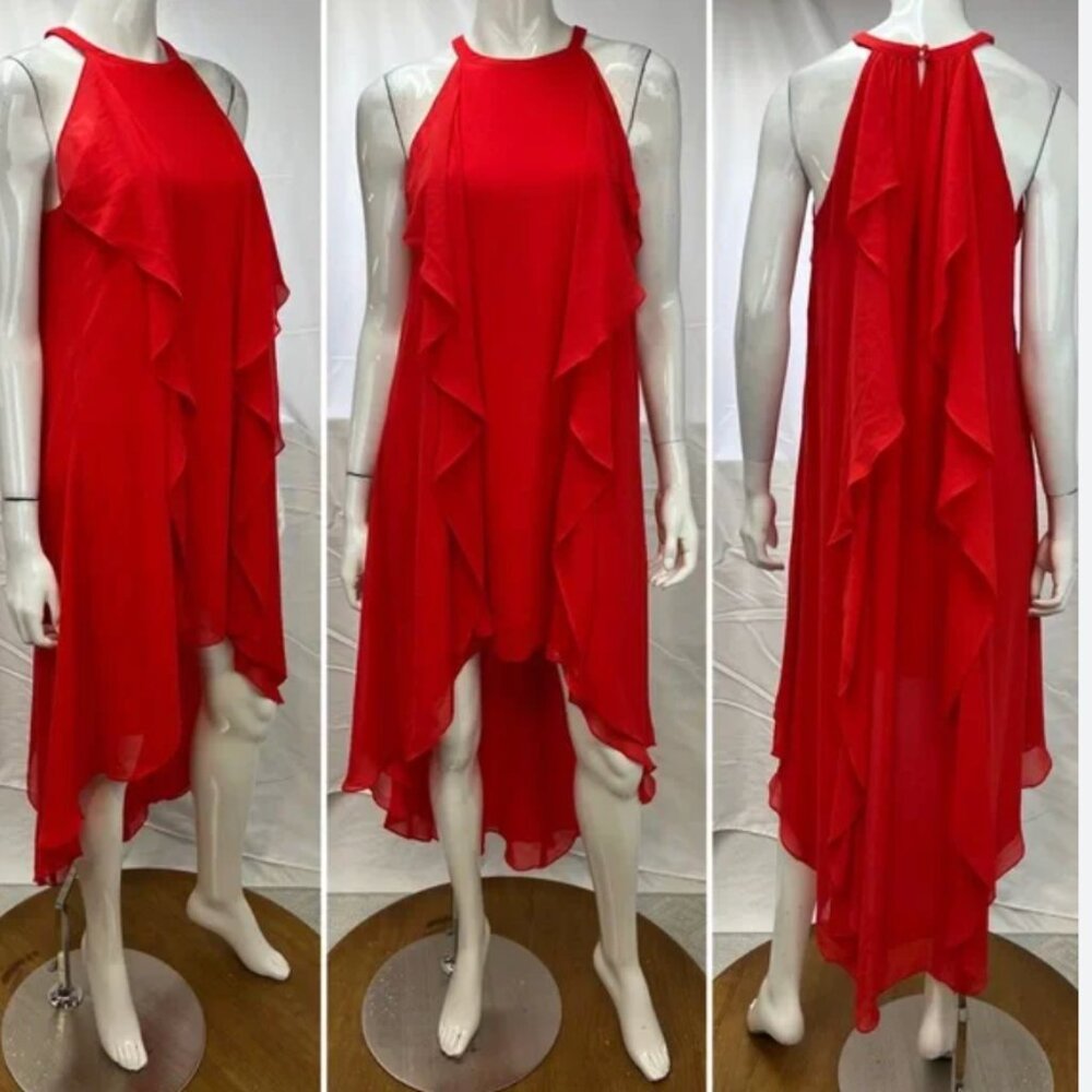BCBGMaxAzria Red Halter High Low Dress